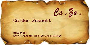 Csider Zsanett névjegykártya